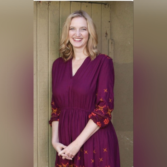 World Market – Embroidered Boho Fuchsia Long Sleeve Dress NWOT (S/M) - Picture 1 of 13